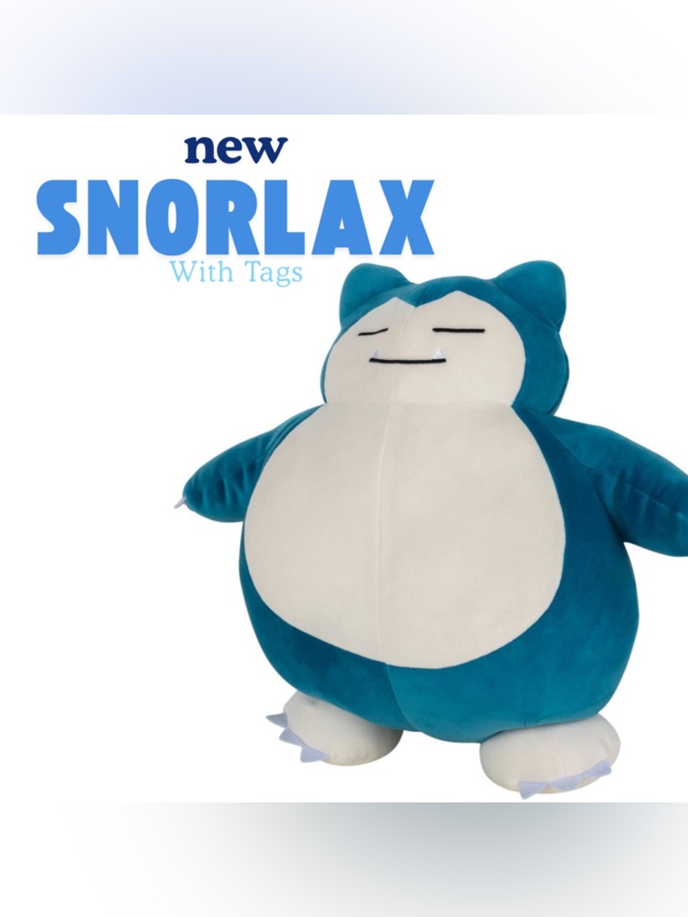 New Snorlax Plush Large Pokemon Stuffed Animal w/ Tags Soft Cuddly Blue